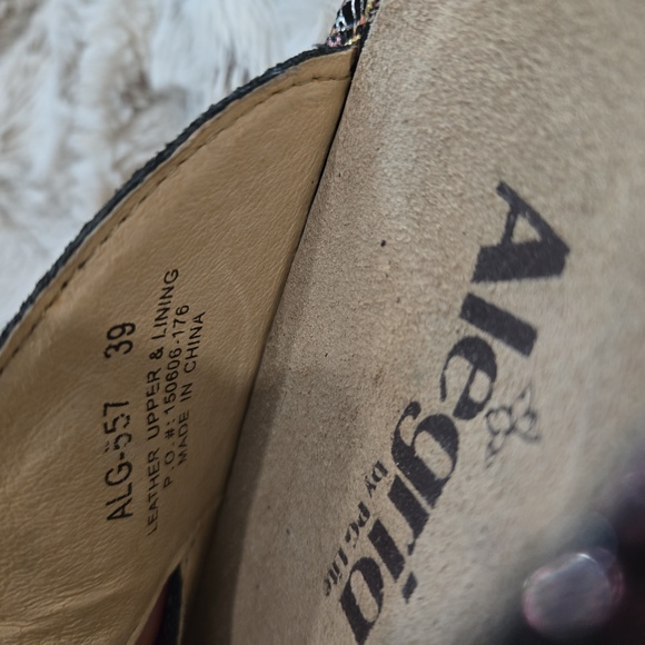 Alegria Size Euro-39 Multi Color Metalic Maryjane Wedge Mule/Clog Slip On - Picture 8 of 9